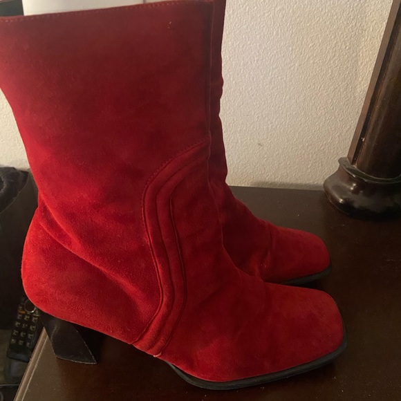 Red Suede Boots - Picture 2 of 7
